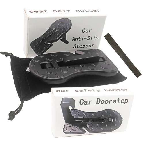 Car Doorstep Vehicle Rooftop Door Step Hook With Safty Hammer, Seatbelt Cutter, Car Antislip Stopper