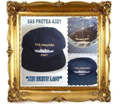 *SAS PROTEA A321 [ALSO REFERRED TO AS "THE WHITE LADY"] SA NAVY HYDROGRAPHIC SURVEY VESSEL GOLF CAP*