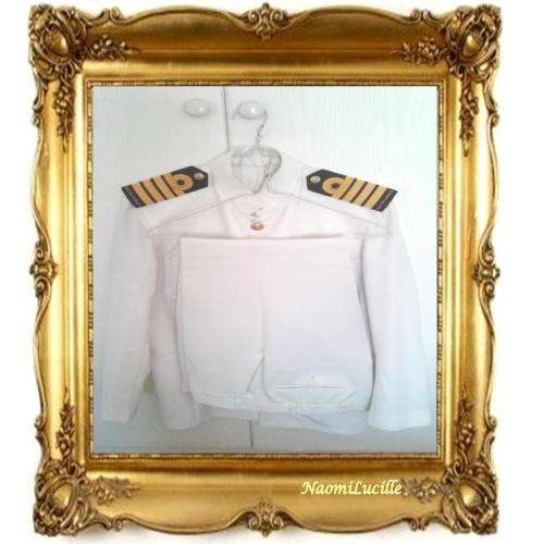 WHITE SA NAVY CEREMONIAL SUIT- CAPTAIN'S [SAN] GOLD BRAIDED EPAULETTES AND BUTTONS  [SANDF]