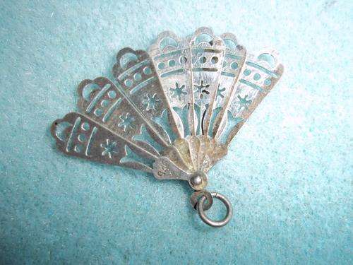 Silver fan charm