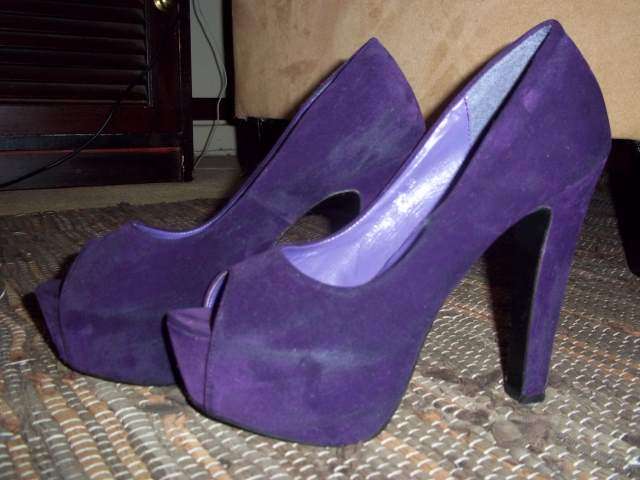Purple Open toe pumps