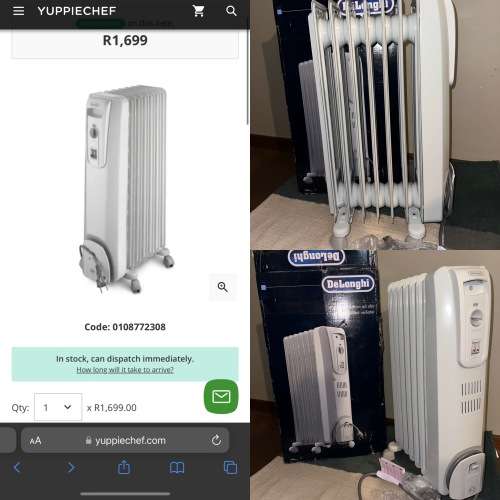 Delonghi - 7 Fin Oil Heater - Grey