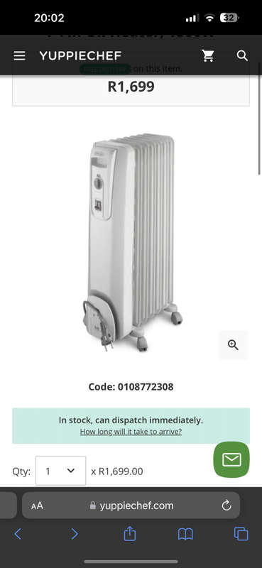 Delonghi - 7 Fin Oil Heater - Grey