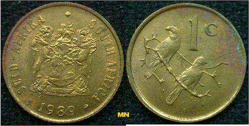 1c - One cent - A/UNC - 1989 rust mark