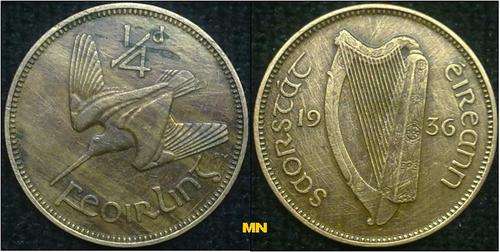 Ireland - 1/4d - 1 Feairling - 1936 Rear coin - (only 199 000 made)
