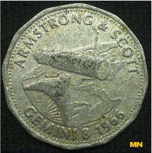 Man in Flight - Chell token - (Armstrong & Scott. Gemini 8 - 1966)
