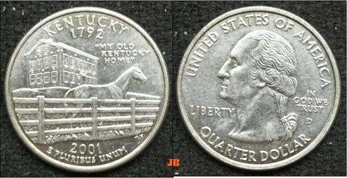USA - Quarter Dollar - (Kentucky 1792 / My old Kentucky home) 2001 D