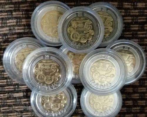 10 UNCIRCULATED AND ENCAPSULATED 2011 SARB COINS.ONE BID FOR THE LOT