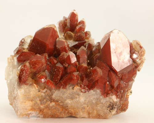 Red hematite in Quartz Cluster, Orange River Area, Northern Cape, South Africa