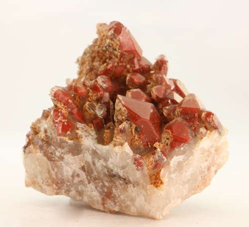 Red hematite in Quartz Cluster, Orange River Area, Northern Cape, South Africa