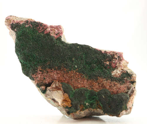 Malachite on Cobaltoan Calcite on Matrix, Tenke Fungurume, DR Congo