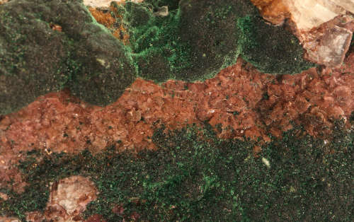 Malachite on Cobaltoan Calcite on Matrix, Tenke Fungurume, DR Congo