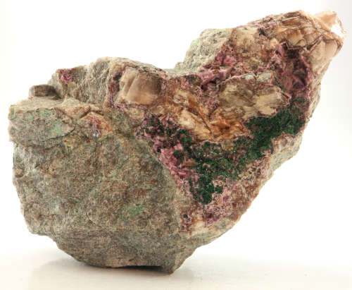 Malachite on Cobaltoan Calcite on Matrix, Tenke Fungurume, DR Congo