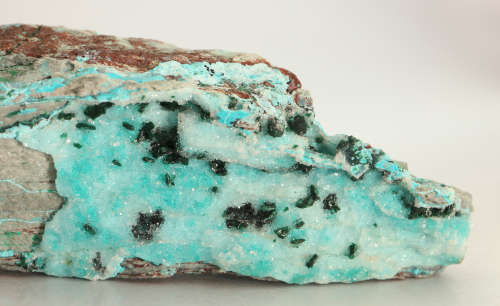 Malachite on Quartz on Chrysocolla on Matrix, Tenke Fungurume, DR Congo