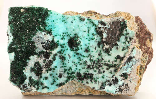 Quartz over Malachite and Chrysocolla on Matrix, Tenke Fungurume, DR Congo