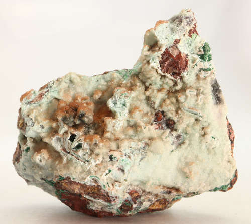 Quartz over Malachite and Chrysocolla on Matrix, Tenke Fungurume, DR Congo
