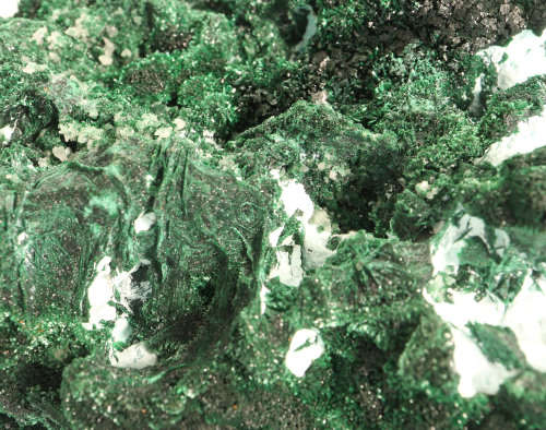 Plancheite on Malachite Cluster, Mashamba West Mine, DRC