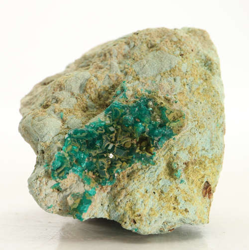 Dioptase on plancheite on Matrix, Kaokoveld Region, Namibia