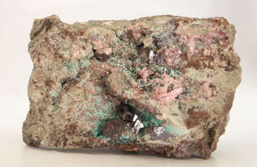 Cobaltoan Calcite, Cuprite and Plancheite on Matrix, Mashamba West Mine, DRC