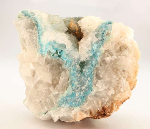 Quartz on Shattuckite on Calcite, Tantara Mine, DRC