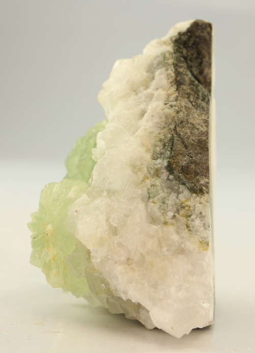 Prehnite on Quartz, Gobobosebberge Mnt, Namibia