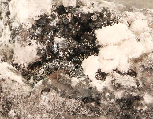 Hausmannite, Calcite on Matrix, N`Chwaning II, Northern Cape, South Africa