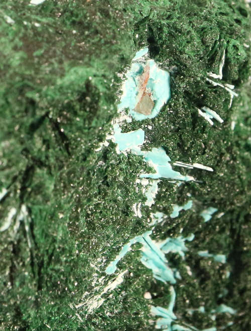 Chrysocolla on Malachite Cluster, Mashamba West Mine, DRC
