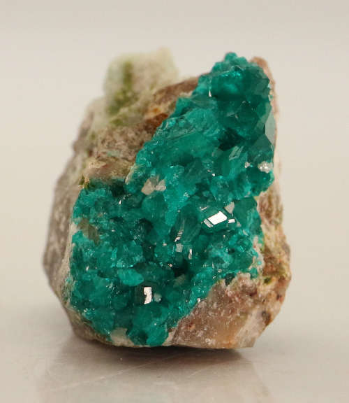 Dioptase, Calcite on Matrix, Tsumeb Mine, Namibia