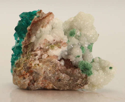 Dioptase, Calcite on Matrix, Tsumeb Mine, Namibia