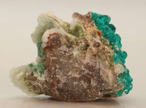 Dioptase, Calcite on Matrix, Tsumeb Mine, Namibia