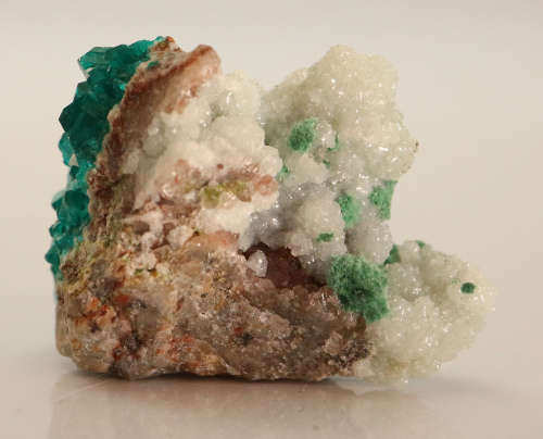 Dioptase, Calcite on Matrix, Tsumeb Mine, Namibia