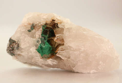 Malachite on Quartz, Kaokoveld Region, Namibia