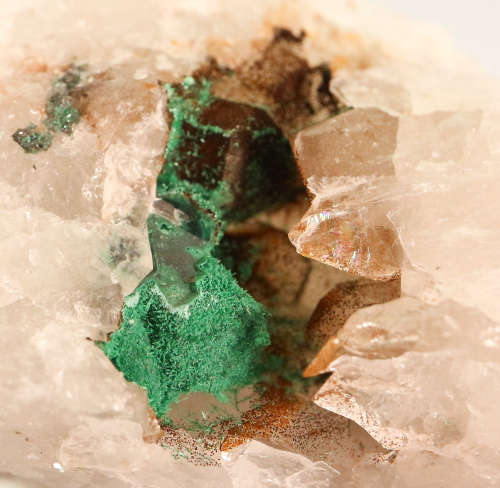 Malachite on Quartz, Kaokoveld Region, Namibia