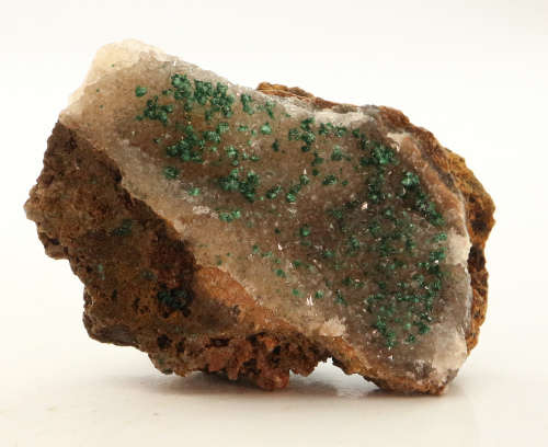 Malachite on Quartz on Matrix, Tenke Fungurume, DR Congo