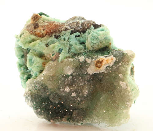 Quartz on Malachite on Matrix, Tenke Fungurume, DR Congo