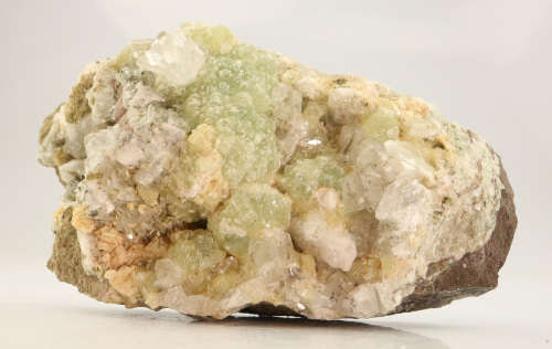 Calcite on Prehnite on Matrix, Gobobosebberge Mnt, Namibia