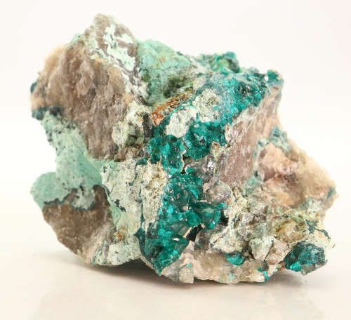 Dioptase, Shattuckite on Quartz, Kaokoveld Region, Namibia
