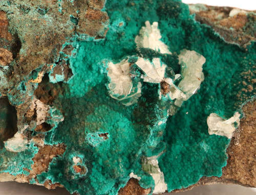 Baryte on Malachite, Shangulowe Mine, DR Congo