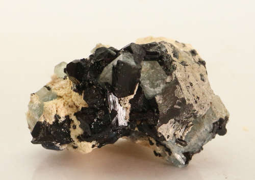 Aquamarine, black Tourmaline on Feldspar, Erongo Mnt Region, Namibia