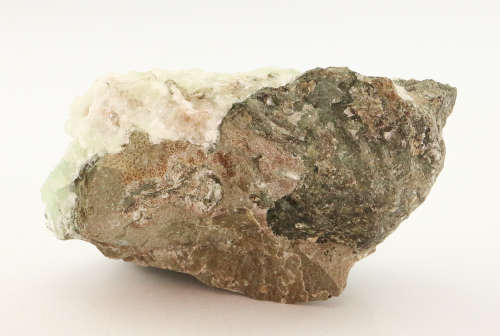 Calcite on Prehnite Cluster, Gobobosebberge Mnt, Namibia