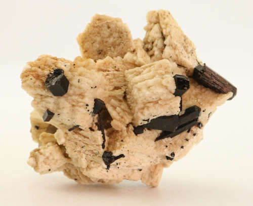 Schorl on Feldspar, Erongo Mnt Region, Namibia