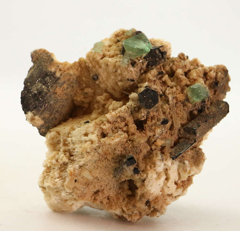Aquamarine, Fluorite, Schorl on Feldspar, Erongo Mnt Region, Namibia