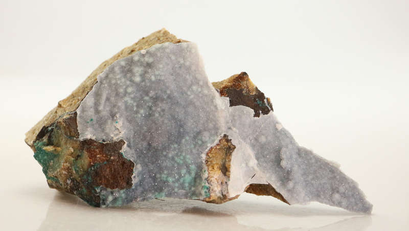 Quartz on Zincolibethenite on Matrix, Skorpion Mine, Karas Region, Namibia