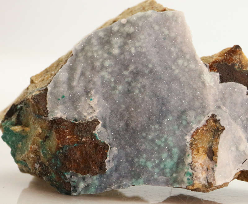 Quartz on Zincolibethenite on Matrix, Skorpion Mine, Karas Region, Namibia
