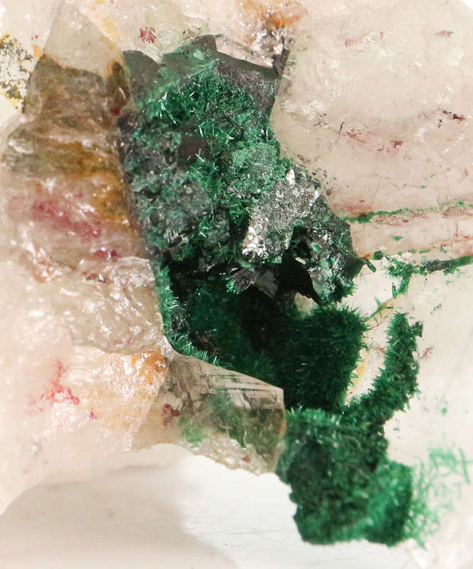 Malachite on Quartz, Kaokoveld Region, Namibia