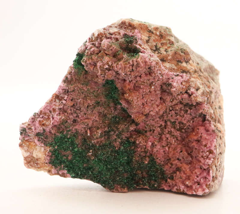 Malachite on Cobaltoan Calcite on Matrix, Mashamba West Mine, DRC