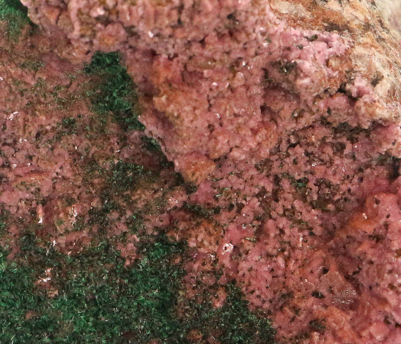 Malachite on Cobaltoan Calcite on Matrix, Mashamba West Mine, DRC