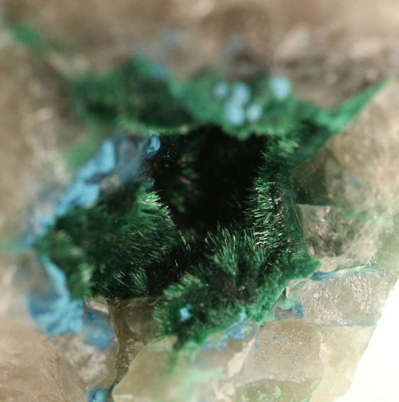 Malachite, Shattuckite in Vug, Kaokoveld Region, Namibia