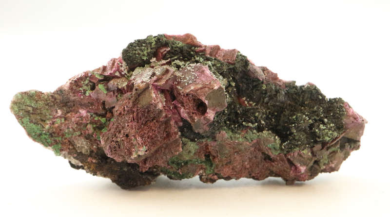 Malachite on Cobaltoan Calcite on Matrix, Mashamba West Mine, DRC