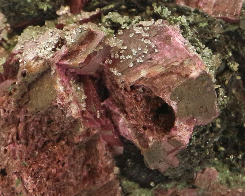 Malachite on Cobaltoan Calcite on Matrix, Mashamba West Mine, DRC
